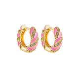 Boho Enamel Flower Hoop Earrings