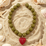 Acrylic Beaded Heart Pendant Necklace