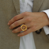 Hammered Circle Statement Ring