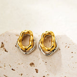 Two-Tone Bilayer Geometric Stud Earrings