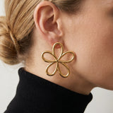 Hollow Metal Flower Stud Earrings