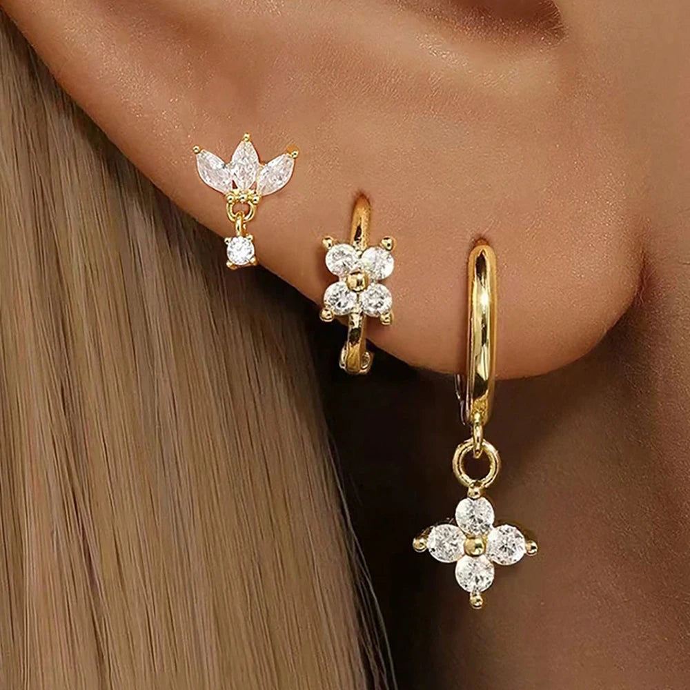 Crown & Marquise Stud Earring Set
