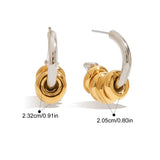 Vintage Two-Tone C-Shape Drop Earrings