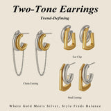 Two-Tone Tassel C-Shape Hoop Earrings