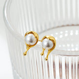 Molten Pearl Drop Stud Earrings