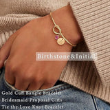 Birthstone Initial Bangle Bracelet