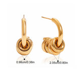 Vintage Two-Tone C-Shape Drop Earrings