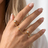 Gold Double Finger Chain Ring