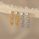 CZ Zircon Chain Dangle Earrings