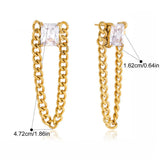Square Zircon Cuban Link Tassel Earrings