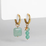 Green Stone Bohemian Drop Earrings