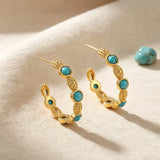 Turquoise Stone Hoop Earrings