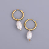 Pearl Huggie Hoop Earrings