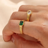 Birthstone Signet Band Ring
