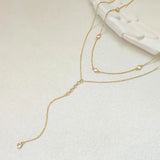 CZ Beaded Y-Body Chain Necklace