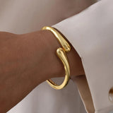Gold Chunky Open Cuff Set