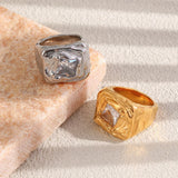 CZ Zircon Square Chunky Ring
