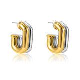 Two-Tone Bilayer Geometric Stud Earrings