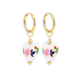 Blue Flower Ceramic Hoop Earrings