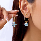 Asymmetrical Shell & Starfish Drop Earrings