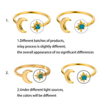 Crescent Moon & Star Adjustable Ring