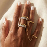 CZ Zircon Double Layer Connecting Ring