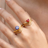 Gold Evil Eye V-Ring