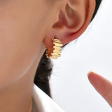 Geometric C-Hoop Stud Earrings