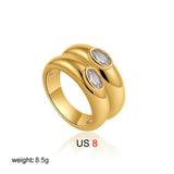 Oval Zircon Chunky Bilayer Ring