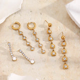 Round Zircon Chain Dangle Earrings