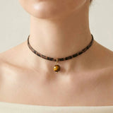 Turquoise Leopard Leather Choker