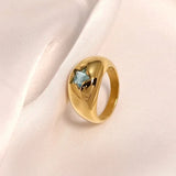 Five-Pointed Star CZ Zircon Chunky Ring