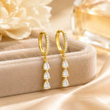 Gold CZ Fringe Drop Earrings