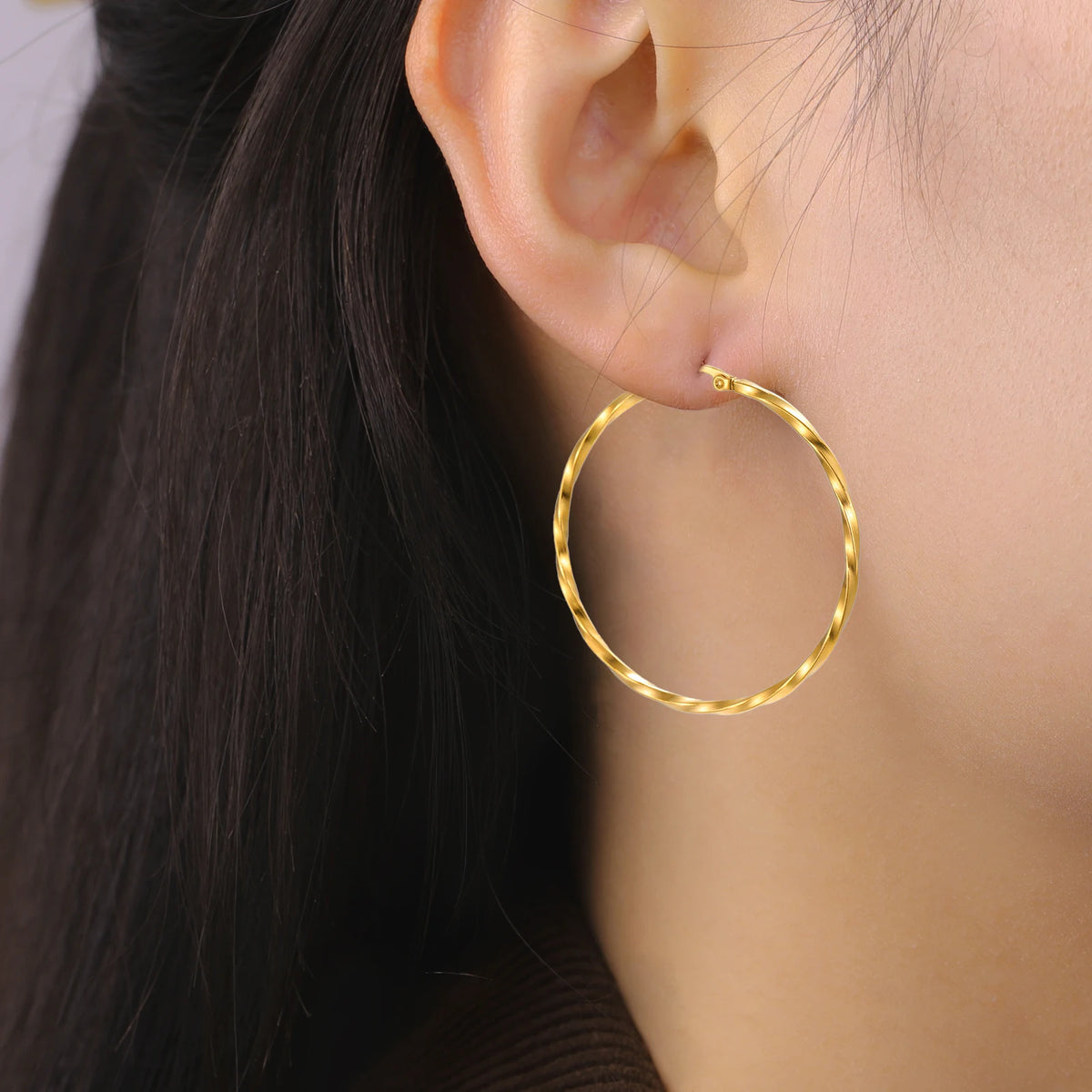 Plated Geometric Hoop Earring
