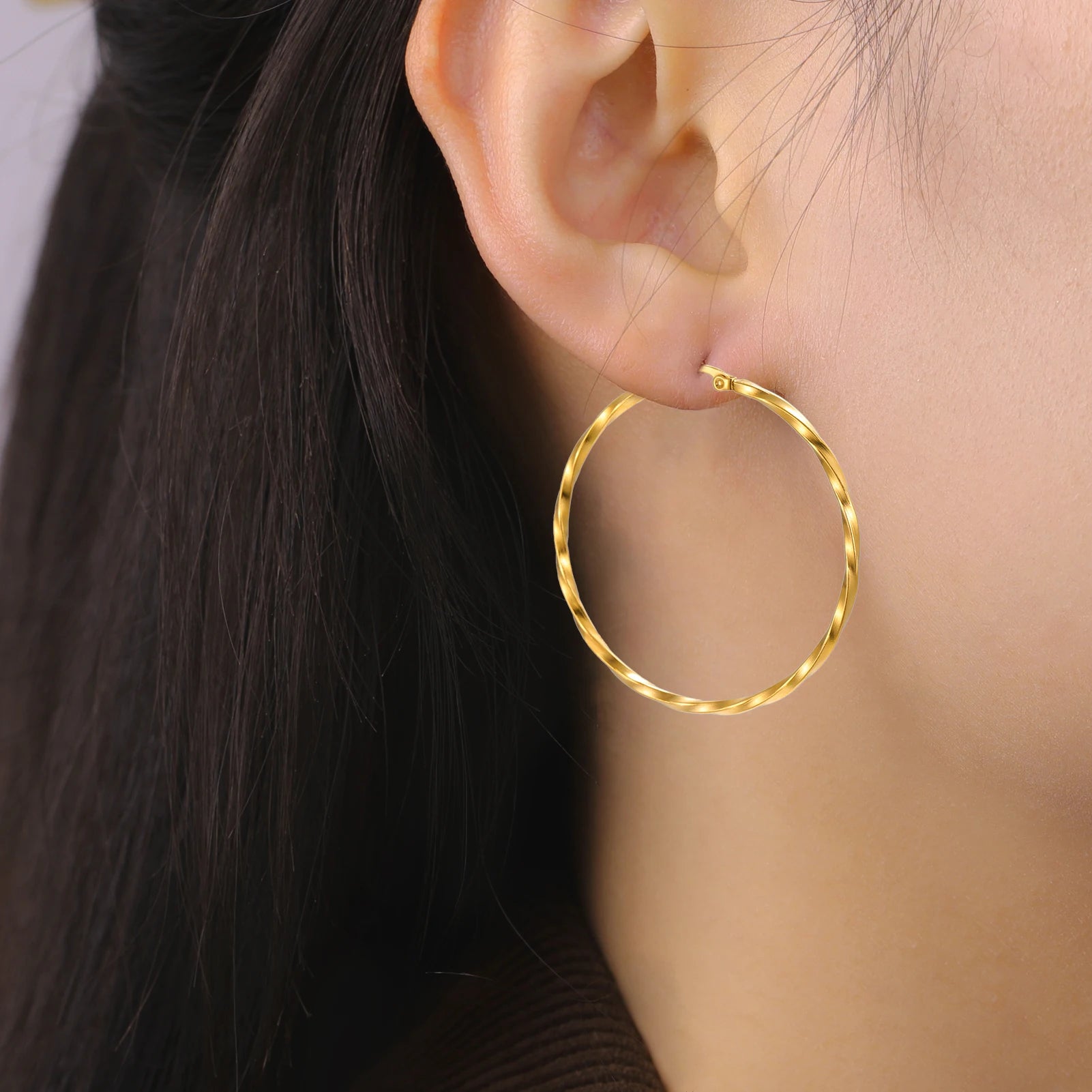 Plated Geometric Hoop Earring