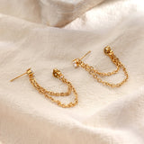 Zircon Double Layer Chain Drop Earrings