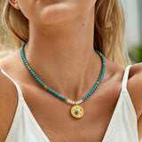 Turquoise Sun Pendant Necklace