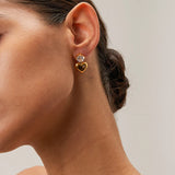 Love Heart PVD Gold Drop Earrings