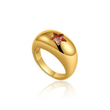 Five-Pointed Star CZ Zircon Chunky Ring