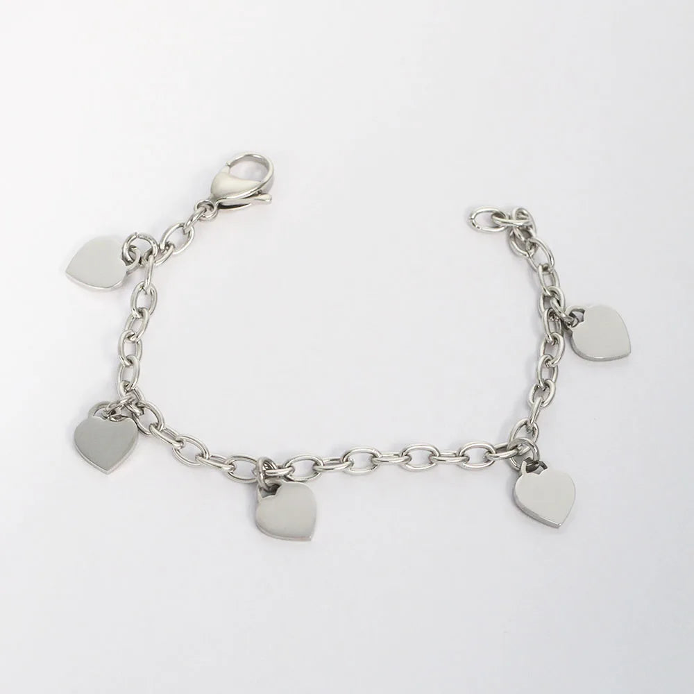 Personalized Engraved Heart Charm Bracelet