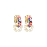 Boho Enamel Flower Hoop Earrings
