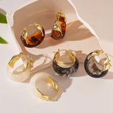 Vintage Resin U-Shape Hoop Earrings
