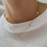 Zircon Circle Collarbone Necklace