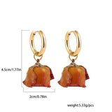 Immortal Rose Resin Flower Earrings