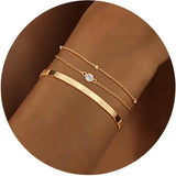 14K Gold-Plated Stackable Bracelet Set (3-Piece)
