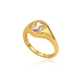 Square CZ Zircon Round Ring