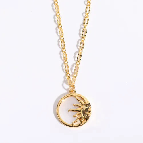 Sun & Moon Coin Pendant Necklace