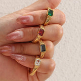 Birthstone Signet Band Ring
