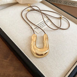 Horseshoe Pendant Leather Necklace