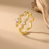 Gold Wave Zirconia Ring